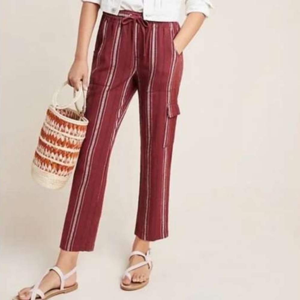 Anthropologie X Sanctuary Pants Womens XS Red Stripe Linen